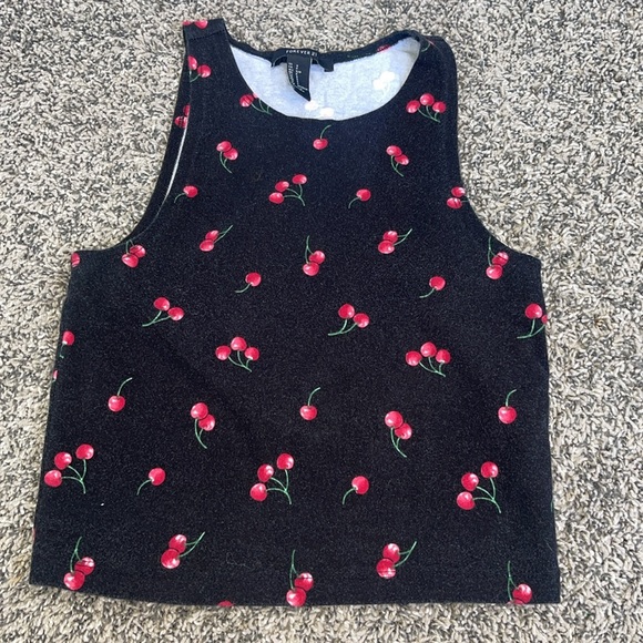 cherry black tank top size small - Picture 3 of 8
